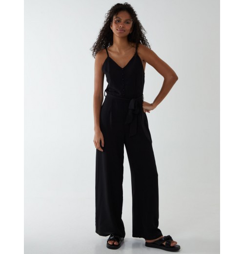 Button Front Strappy Jumpsuit