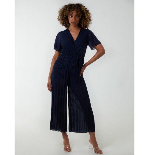 Pleated Wrap Over Jumpsuit