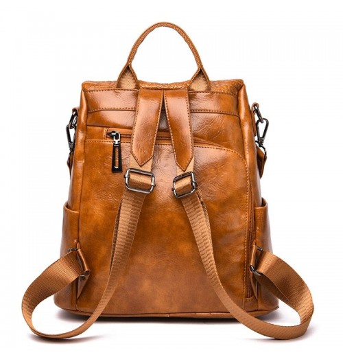 Leather Anti Theft Backpack Women