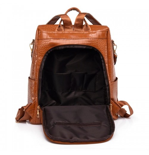 Faux Leather Laptop Backpack Women's